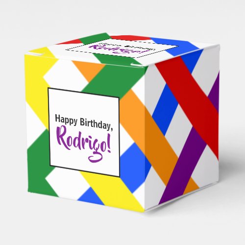 Colorful Rainbow Criss_Cross Stripes Birthday Favor Boxes