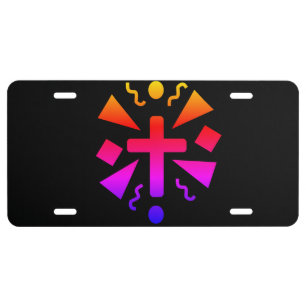 Colorful Rainbow Cross  License Plate