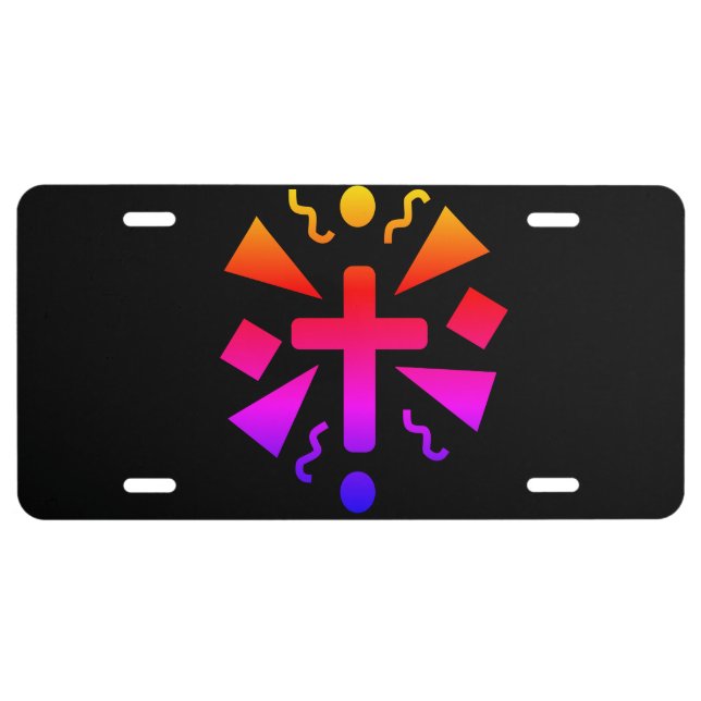 Colorful Rainbow Cross  License Plate (Front)