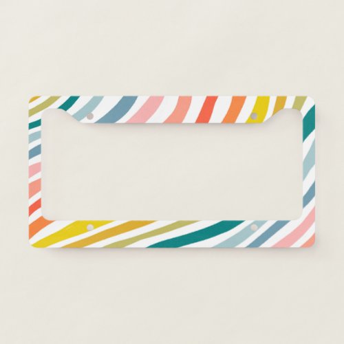 Colorful Rainbow Curves Handmade Stripes Boho Chic License Plate Frame