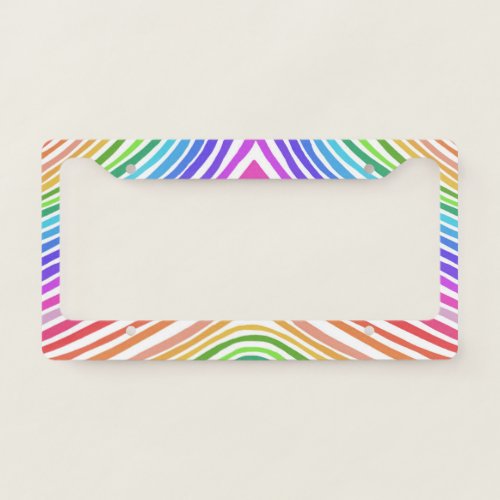 Colorful Rainbow Curves Handmade Stripes Boho License Plate Frame