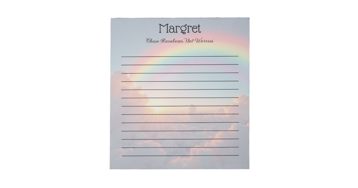 Colorful Rainbow Customizable Name & Quote Notepad | Zazzle
