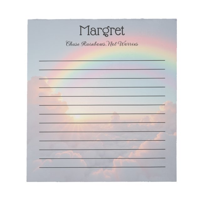 Colorful Rainbow Customizable Name & Quote Notepad (Front)