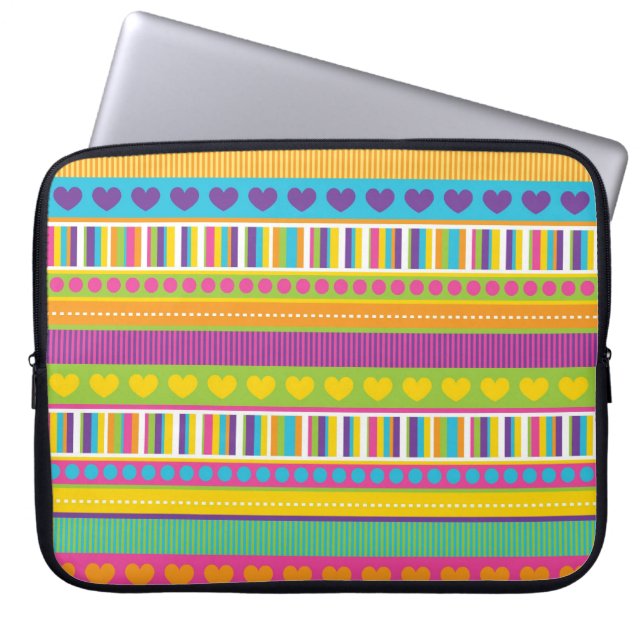 Colorful Rainbow Cute Patterns and Shapes Gifts Laptop Sleeve (Front)