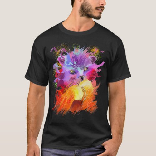 Colorful Rainbow Cute Rave Kitten Cat T_Shirt