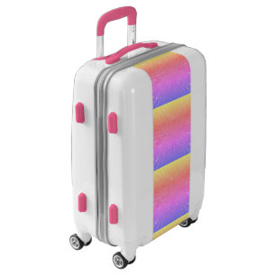 Colorful rainbow damask design luggage