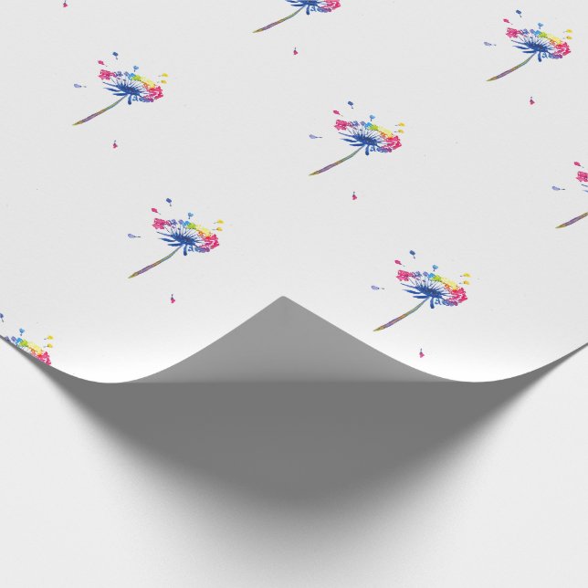 Colorful Rainbow Dandelion Wrapping Paper (Corner)
