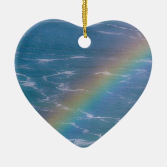Colorful Rainbow Dated with Year Ceramic Ornament (Front)