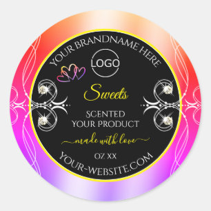 Colorful Rainbow Decor Jewels Logo Label and Black
