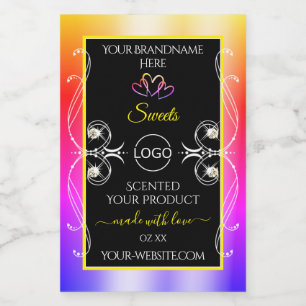 Colorful Rainbow Decor Jewels Logo Label and Black