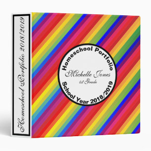 Colorful Rainbow Design Homeschool Portfolio 3 Ring Binder
