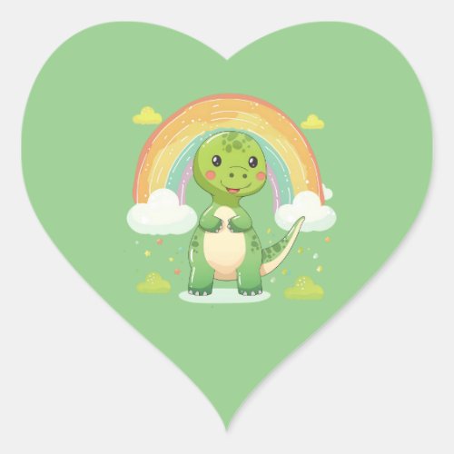 Colorful Rainbow Dino Heart Sticker