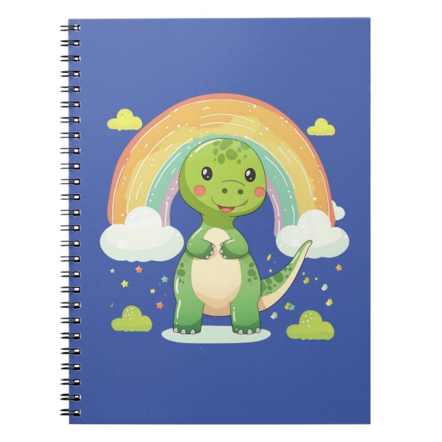 Colorful Rainbow Dino Notebook (Front)