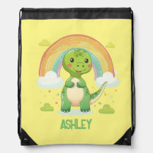 Colorful Rainbow Dino With Kids Name