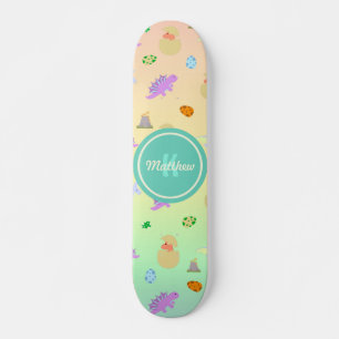 Colorful Rainbow Dinosaur Egg Kids Boys Monogram Skateboard