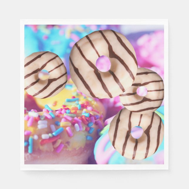 Colorful Rainbow Donuts Paper Napkins (Front)