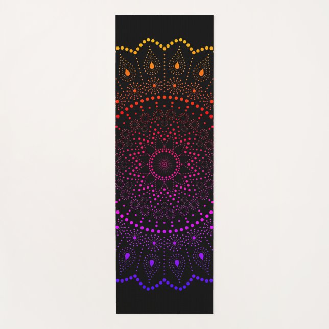 Colorful Rainbow Dot Mandala Sacred Geometry Yoga Mat (Front)