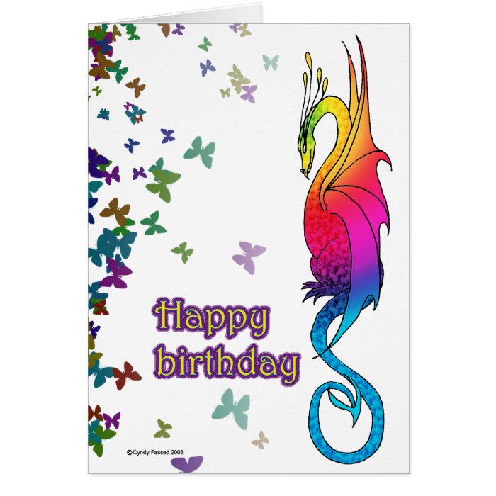 Colorful Rainbow Dragon Birthday card