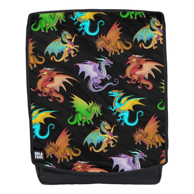 Colorful Rainbow Dragons School Backpack (Front)