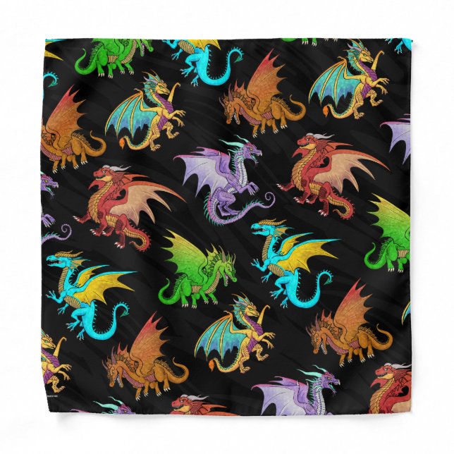 Colorful Rainbow Dragons School Bandana (Front)
