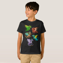 Colorful Rainbow Dragons School T-Shirt
