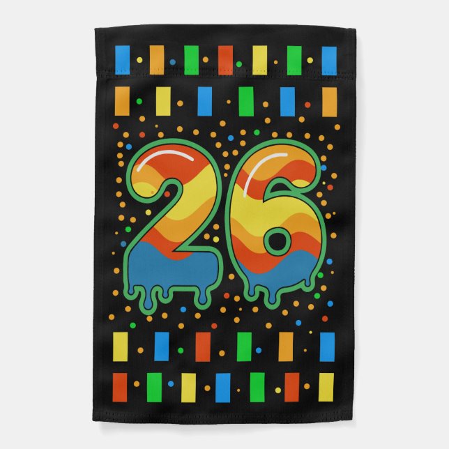 Colorful Rainbow Drip Number 26  Garden Flag (Front)