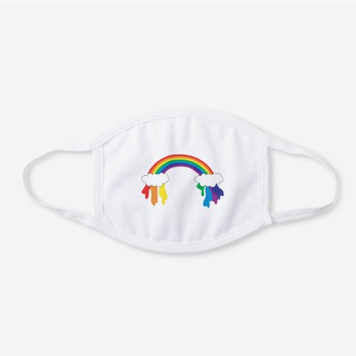 Colorful Rainbow Dripping Its Colors White Cotton Face Mask