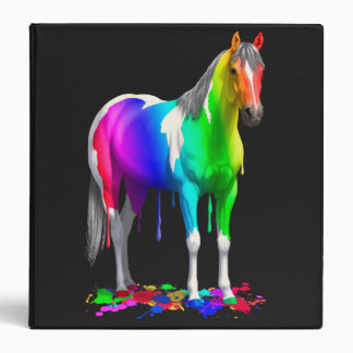 Colorful Rainbow Dripping Wet Paint Horse Binder