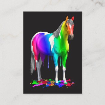 Colorful Rainbow Dripping Wet Paint Horse Business Card by Fun_Forest at Zazzle