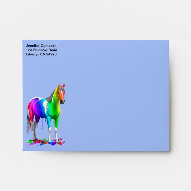 Colorful Rainbow Dripping Wet Paint Horse Envelope (Front)