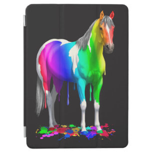 Colorful Rainbow Dripping Wet Paint Horse iPad Air Cover