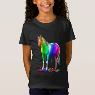 Colorful Rainbow Dripping Wet Paint Horse T-Shirt