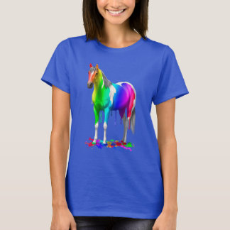 Colorful Rainbow Dripping Wet Paint Horse T-Shirt