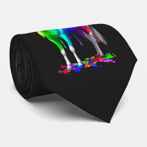 Colorful Rainbow Dripping Wet Paint Horse Tie