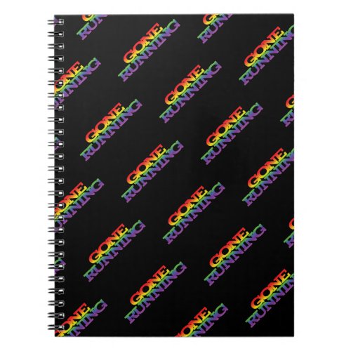 Colorful Rainbow Effect Gone Running Text Pattern Notebook