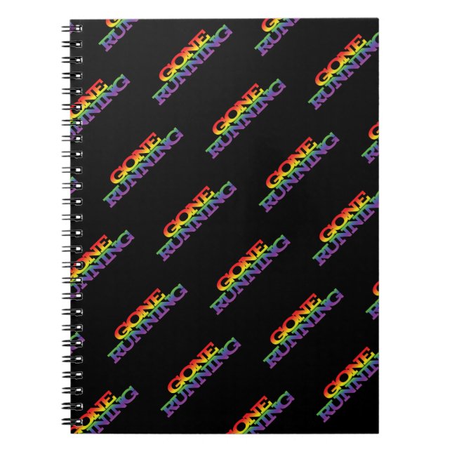 Colorful Rainbow Effect Gone Running Text Pattern Notebook (Front)