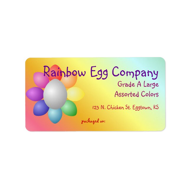 Colorful Rainbow Eggs Egg Carton Label (Front)