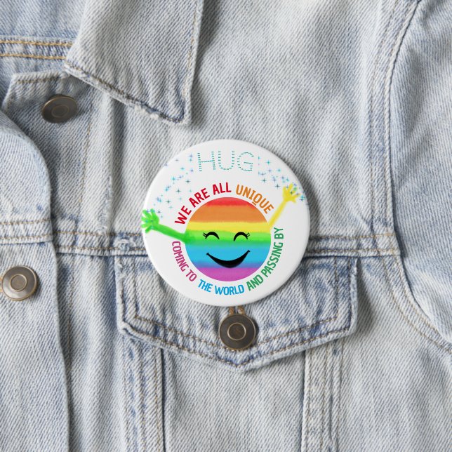  Colorful Rainbow Face with Hug LGBT Button (In Situ)