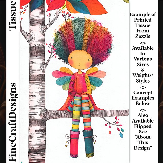 Colorful Rainbow Fairy, Afro Hair DG9RF Decoupage Tissue Paper (Creator Uploaded)