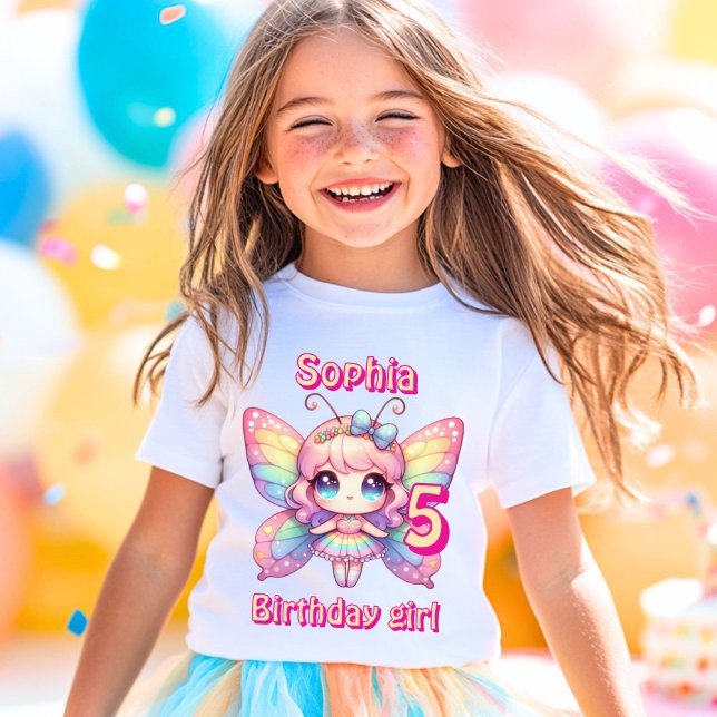 Colorful rainbow fairy butterfly birthday  T-Shirt (Creator Uploaded)
