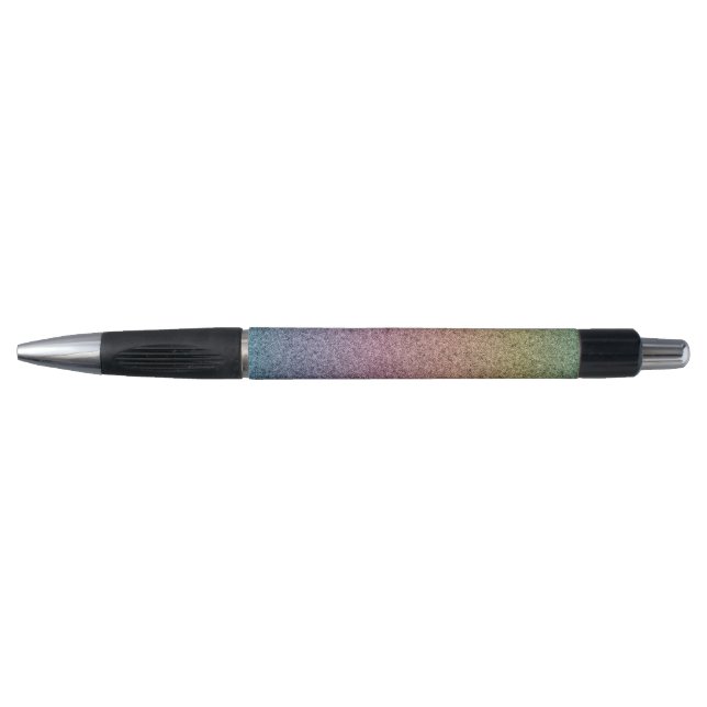 Colorful Rainbow Faux Glitter Pink Blue Pen (Front)