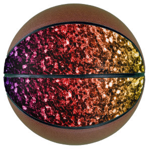 Colorful Rainbow faux glitter sparkles bling Basketball