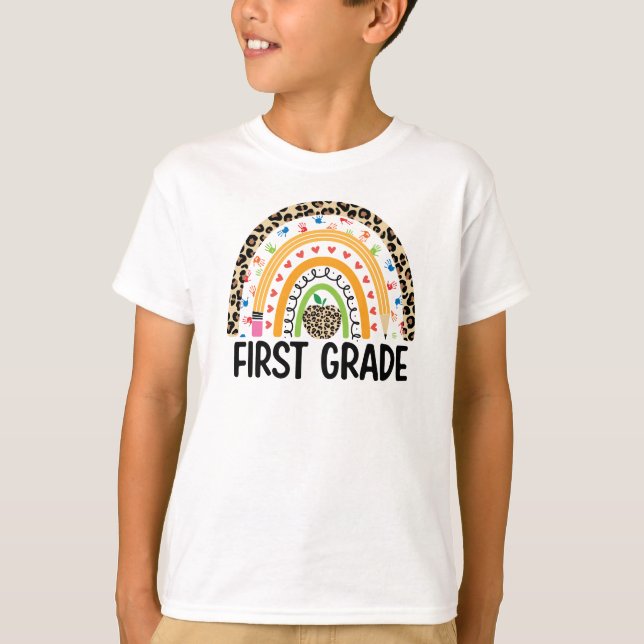 Colorful Rainbow First Grade T-Shirt (Front)
