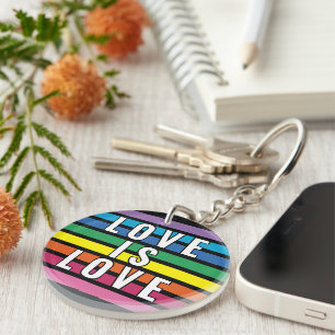Colorful Rainbow Flag Colors Stripes Pattern Keychain