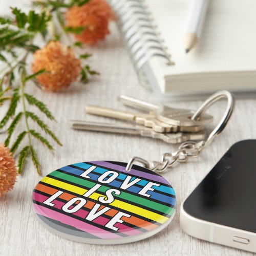 Colorful Rainbow Flag Colors Stripes Pattern Keychain