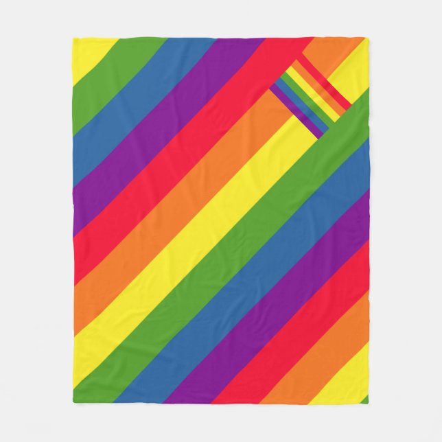 Colorful Rainbow Flag Gay Pride Fleece Blanket (Front)