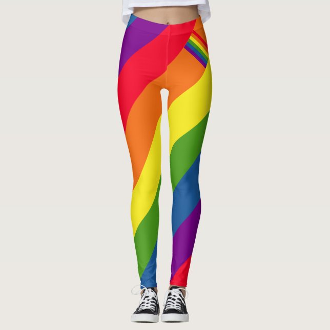 Colorful Rainbow Flag Gay Pride Leggings (Front)