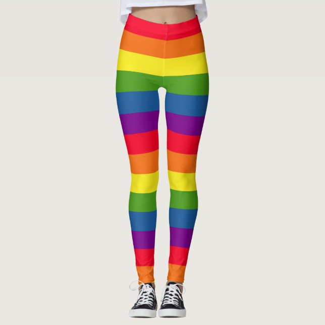 Colorful Rainbow Flag Gay Pride Leggings (Front)