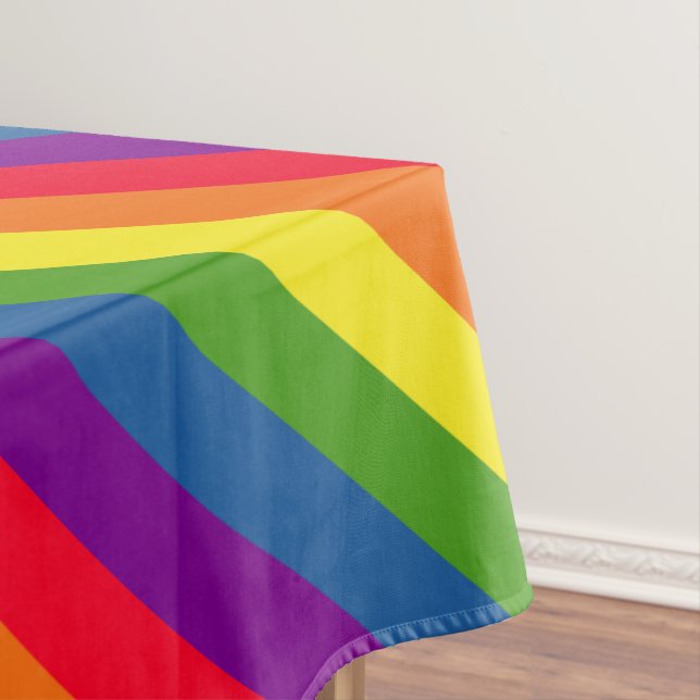 Colorful Rainbow Flag Gay Pride Tablecloth (In Situ)