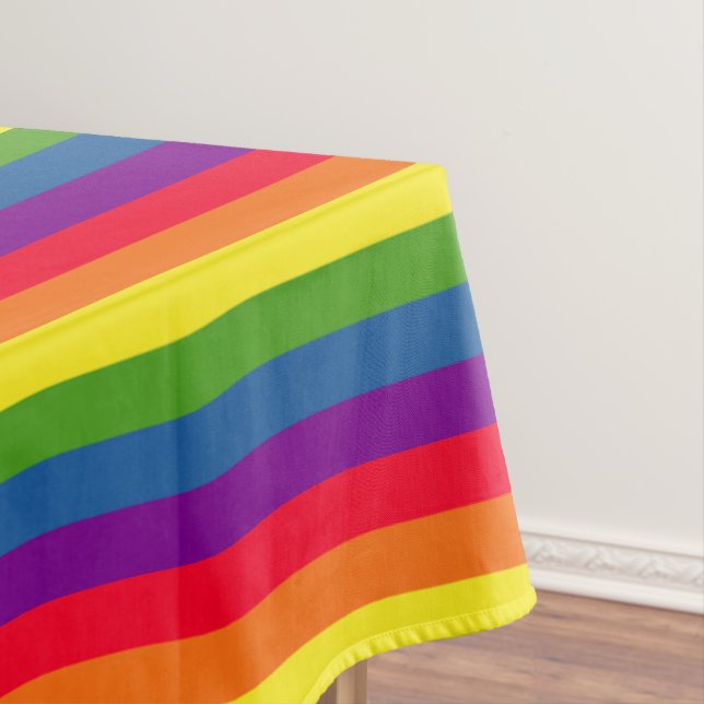Colorful Rainbow Flag Gay Pride Tablecloth (In Situ)